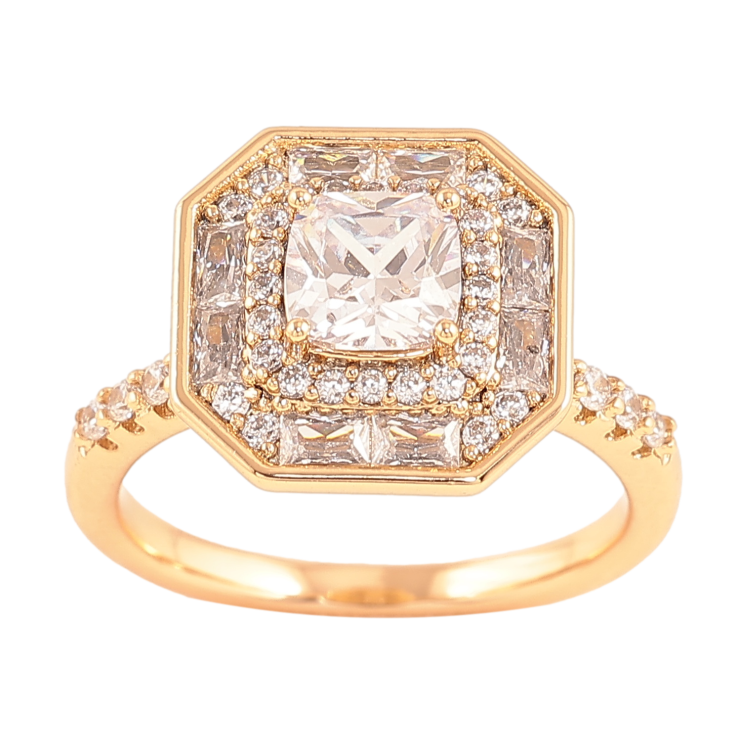 Кольцо Xuping цвет позолота 18K узор с кристаллами фото №4