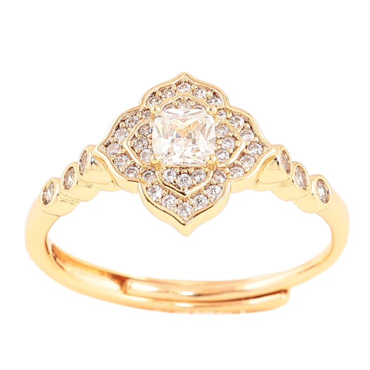 Каблучка Xuping колір позолота 18K квітка з кристалами фото №23