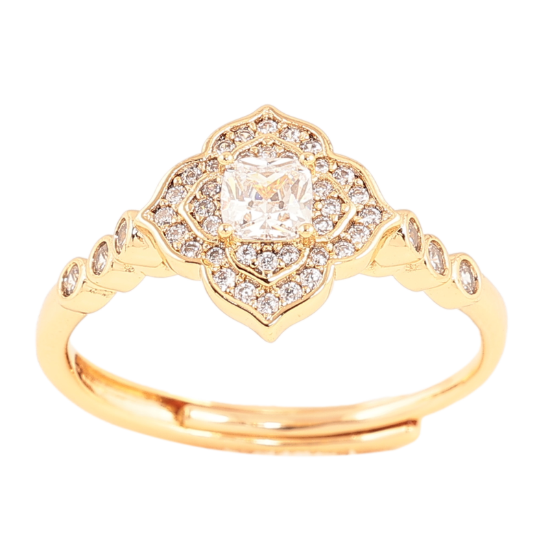 Каблучка Xuping колір позолота 18K квітка з кристалами фото №1