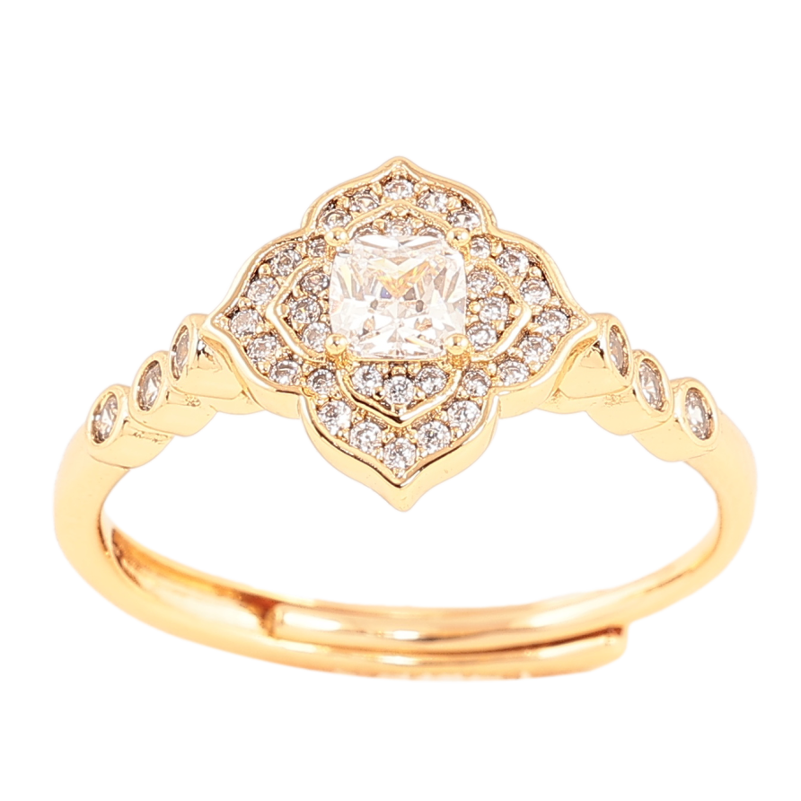 Каблучка Xuping колір позолота 18K квітка з кристалами фото №1