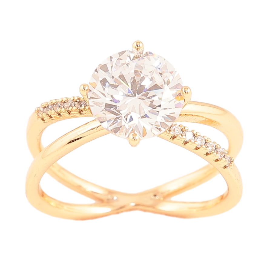 Кольцо Xuping цвет позолота 18K узор с кристаллами фото №1