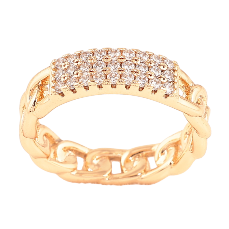 Каблучка Xuping колір позолота 18K візерунок ланцюжок з інкрустацією кристалами фото №10