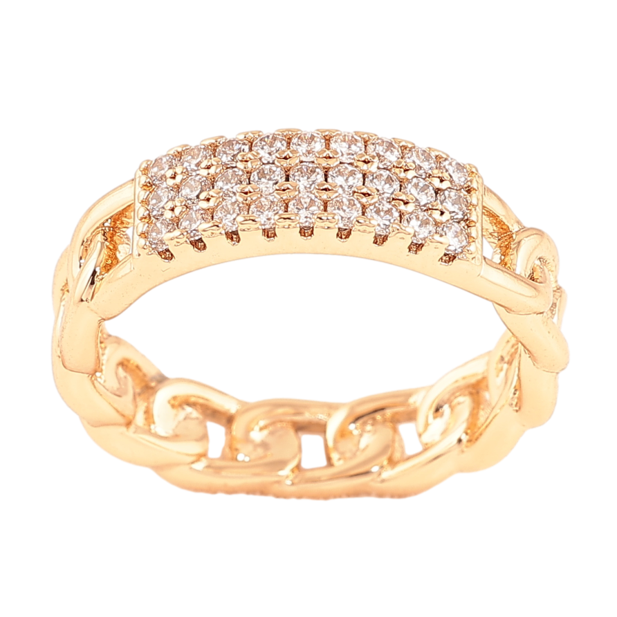 Каблучка Xuping колір позолота 18K візерунок ланцюжок з інкрустацією кристалами фото №1