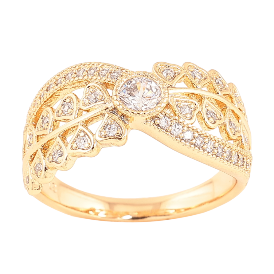 Каблучка Xuping колір позолота 18K візерунок з кристалами фото №1