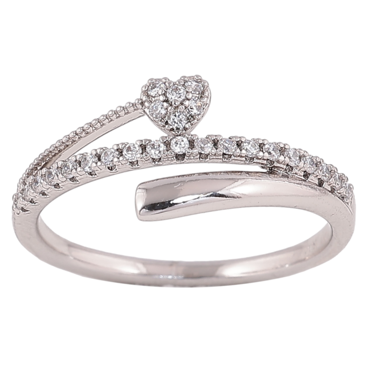 Кольцо Xuping цвет родий узор с сердечком и кристаллами фото №22