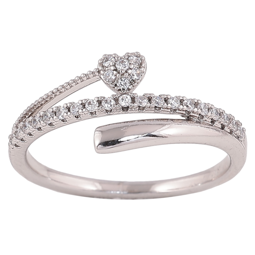 Каблучка Xuping колір родій візерунок з сердечком і кристалами фото №1