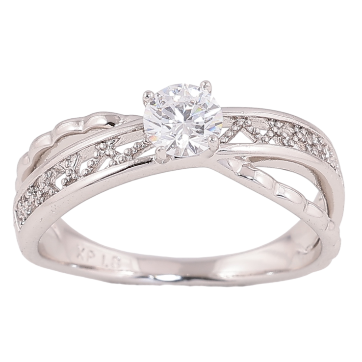 Кольцо Xuping цвет родий декоративный узор с кристаллом фото №23