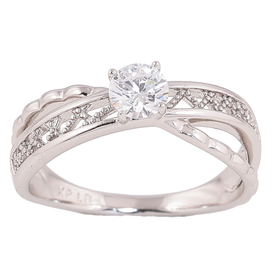 Кольцо Xuping цвет родий декоративный узор с кристаллом фото №1