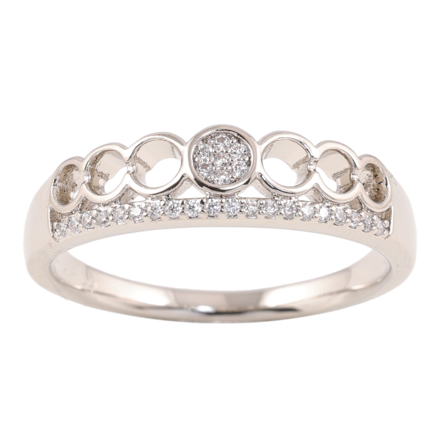 Кольцо Xuping цвет родий узор с кристаллами фото №1