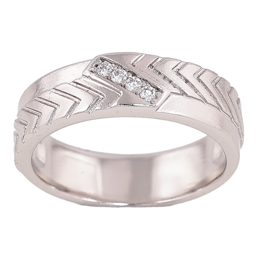 Каблучка Xuping колір родій візерунок з кристалами шир. 6мм фото №1