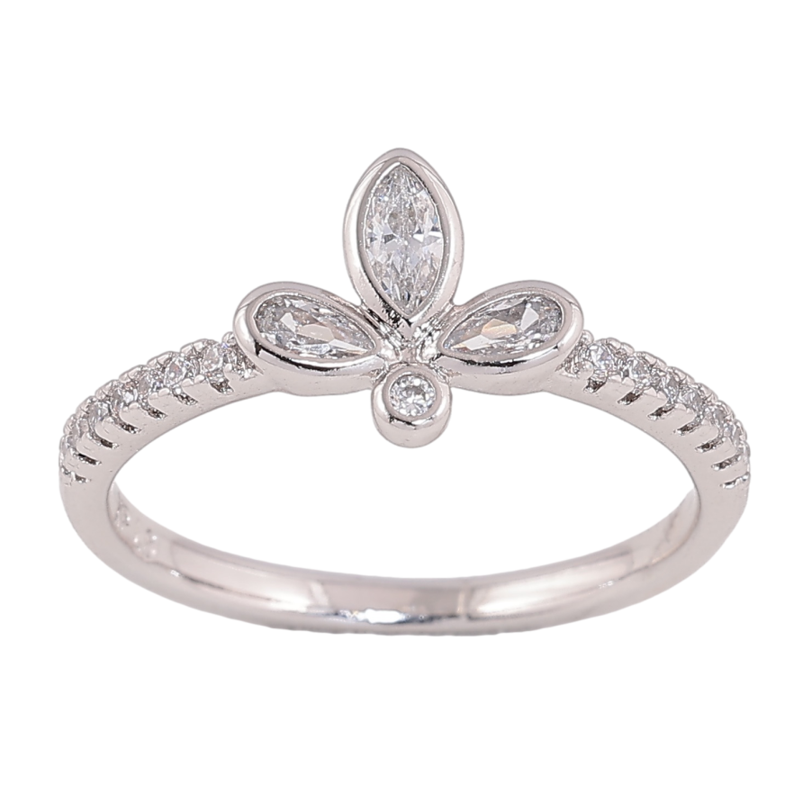 Каблучка Xuping колір родій візерунок з кристалами фото №1 Каблучка Xuping колір родій візерунок з кристалами фото №1