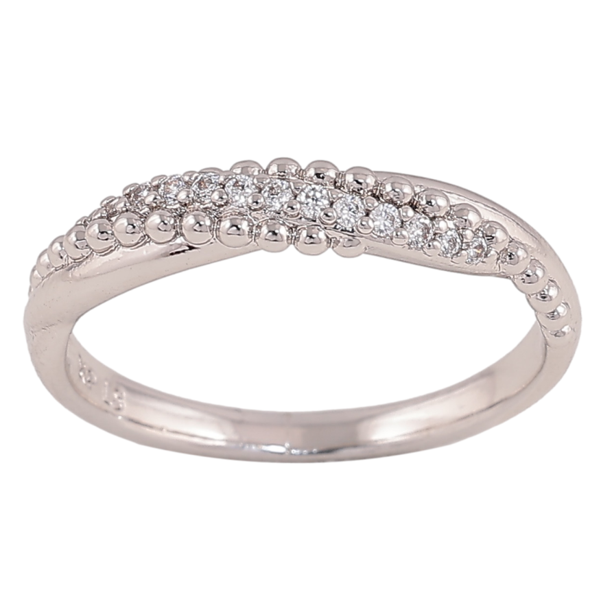 Кольцо Xuping цвет родий узор с кристаллами фото №1