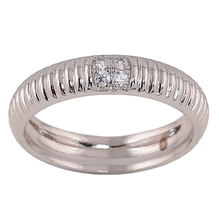 Каблучка Xuping колір родій візерунок з кристалом шир. 5мм фото №21