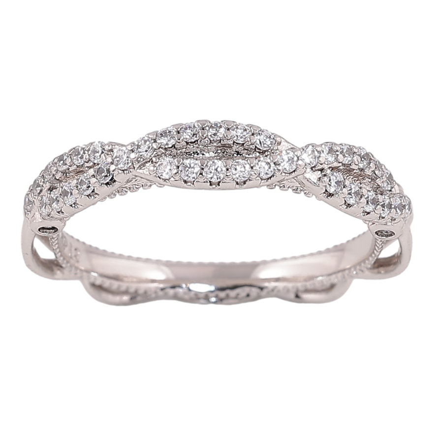 Кольцо Xuping цвет родий узор с кристаллами фото №1