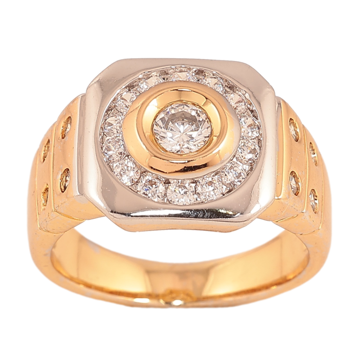 Перстень Xuping колір Позолота 18К+Родій "Візерунок з кристалами" фото №5