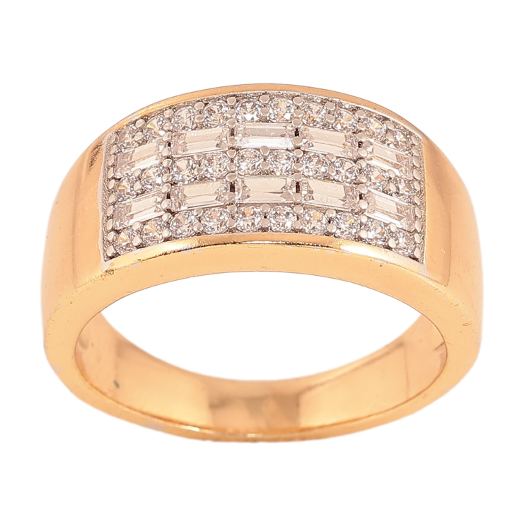 Перстень Xuping колір Позолота 18К+Родій "Візерунок з кристалами" фото №8