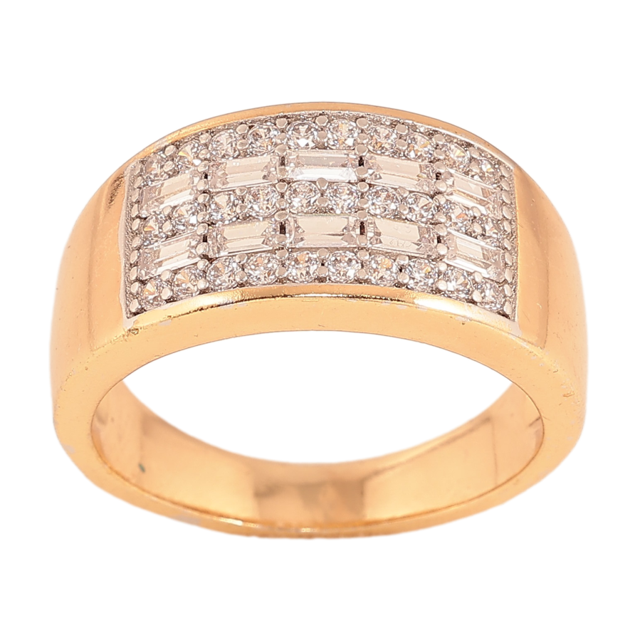 Перстень Xuping колір Позолота 18К+Родій "Візерунок з кристалами" фото №1