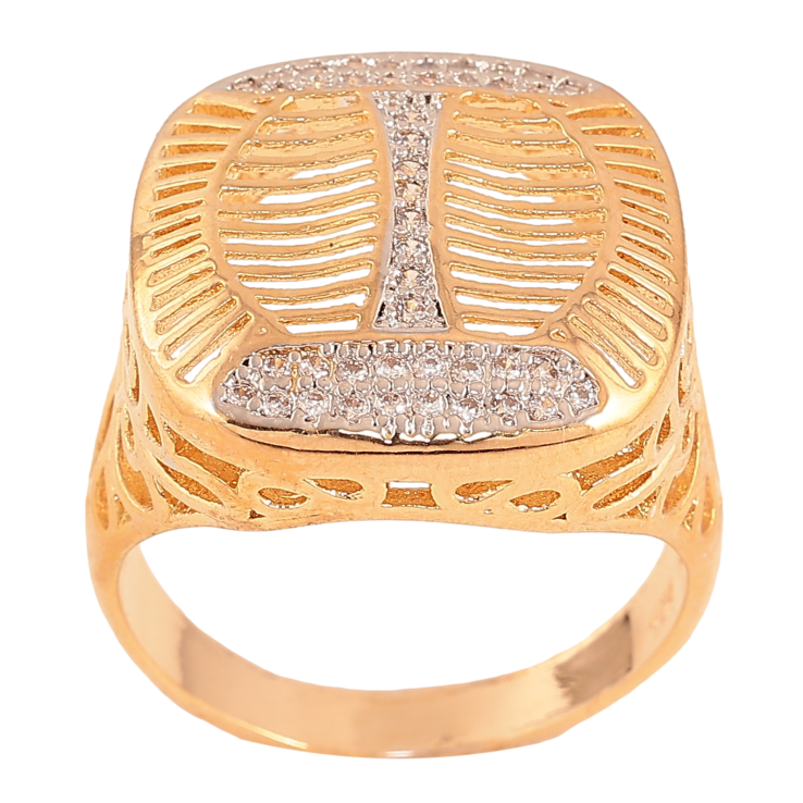 Перстень Xuping колір Позолота 18К+Родій "Купол із візерунком кристалами" фото №2