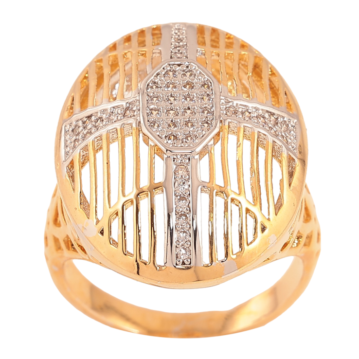 Перстень Xuping колір Позолота 18К+Родій "Купол із візерунком кристалами" фото №25