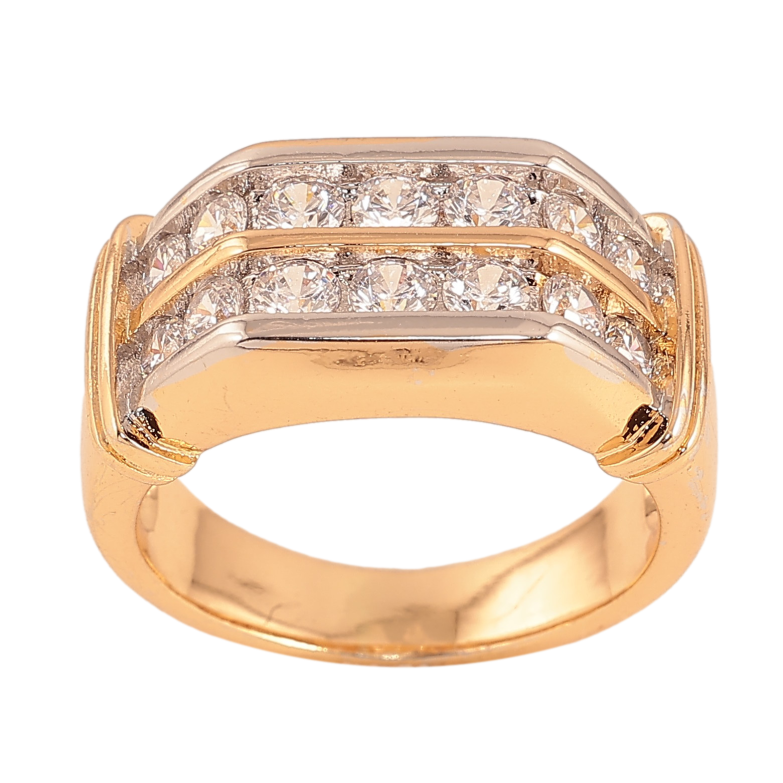 Перстень Xuping колір Позолота 18К+Родій "Дорожки кристалів" фото №1 Перстень Xuping колір Позолота 18К+Родій "Дорожки кристалів" фото №1