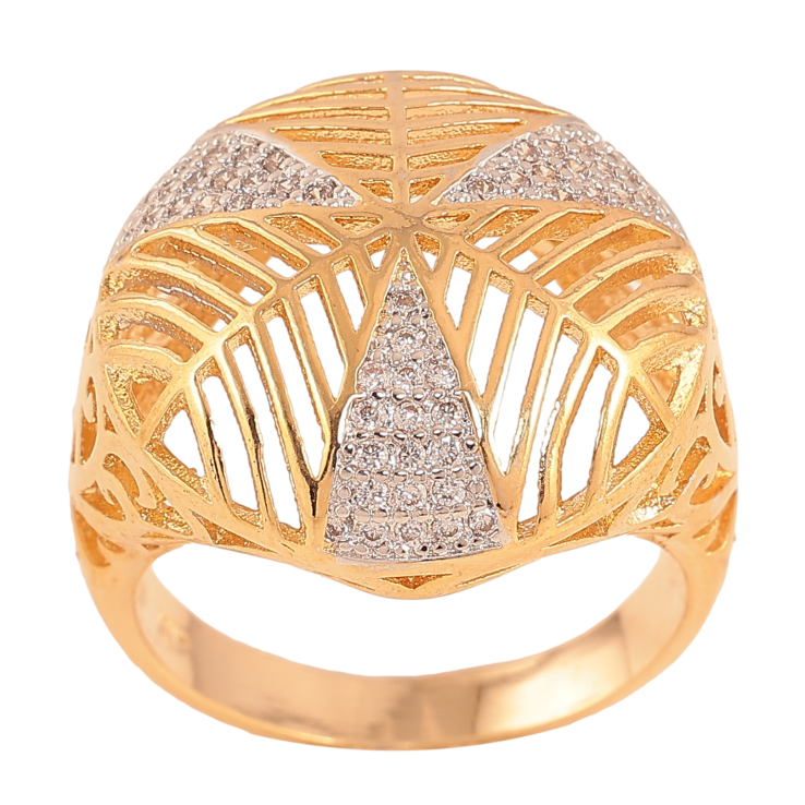 Перстень Xuping колір Позолота 18К+Родій "Купол із візерунком кристалами" фото №25