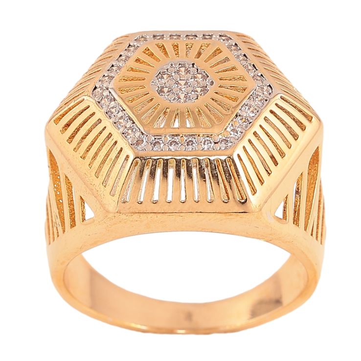 Перстень Xuping колір Позолота 18К+Родій "Шестигранний купол із кристалами" фото №3