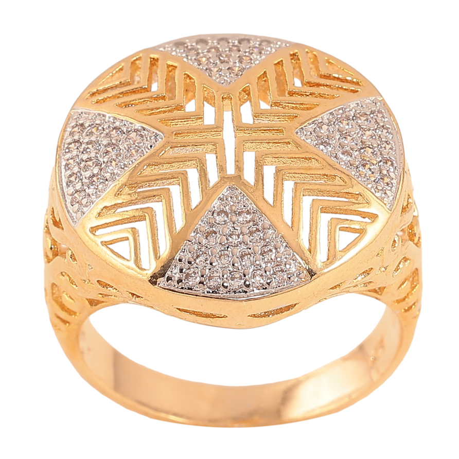 Перстень Xuping колір Позолота 18К+Родій "Купол із візерунком кристалами" фото №1 Перстень Xuping колір Позолота 18К+Родій "Купол із візерунком кристалами" фото №1