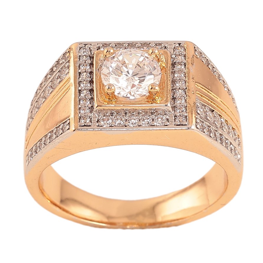 Перстень Xuping колір Позолота 18К+Родій "Візерунок з кристалами" фото №1