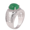 Перстень Xuping колір родій вставка зелений камінь фото №2 Перстень Xuping колір родій вставка зелений камінь фото №2