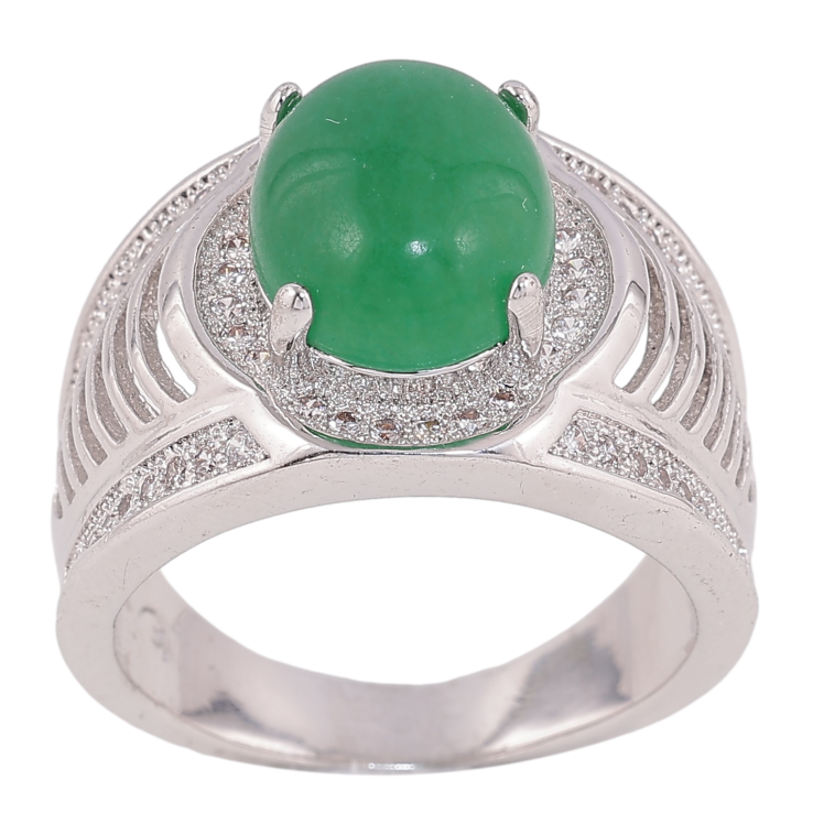 Перстень Xuping колір родій вставка зелений камінь фото №19 Перстень Xuping колір родій вставка зелений камінь фото №19