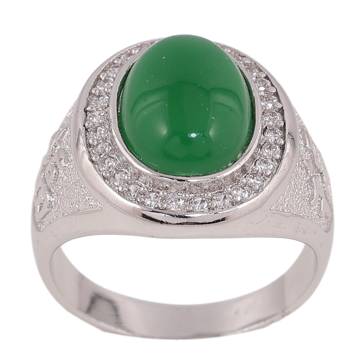 Перстень Xuping колір родій зелений камінь в обрамленні кристалів фото №10 Перстень Xuping колір родій зелений камінь в обрамленні кристалів фото №10