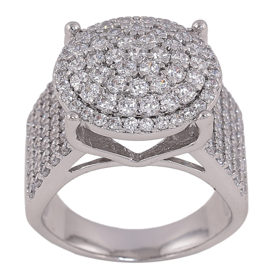 Перстень Xuping колір родій інкрустація кристалами фото №1 Перстень Xuping колір родій інкрустація кристалами фото №1