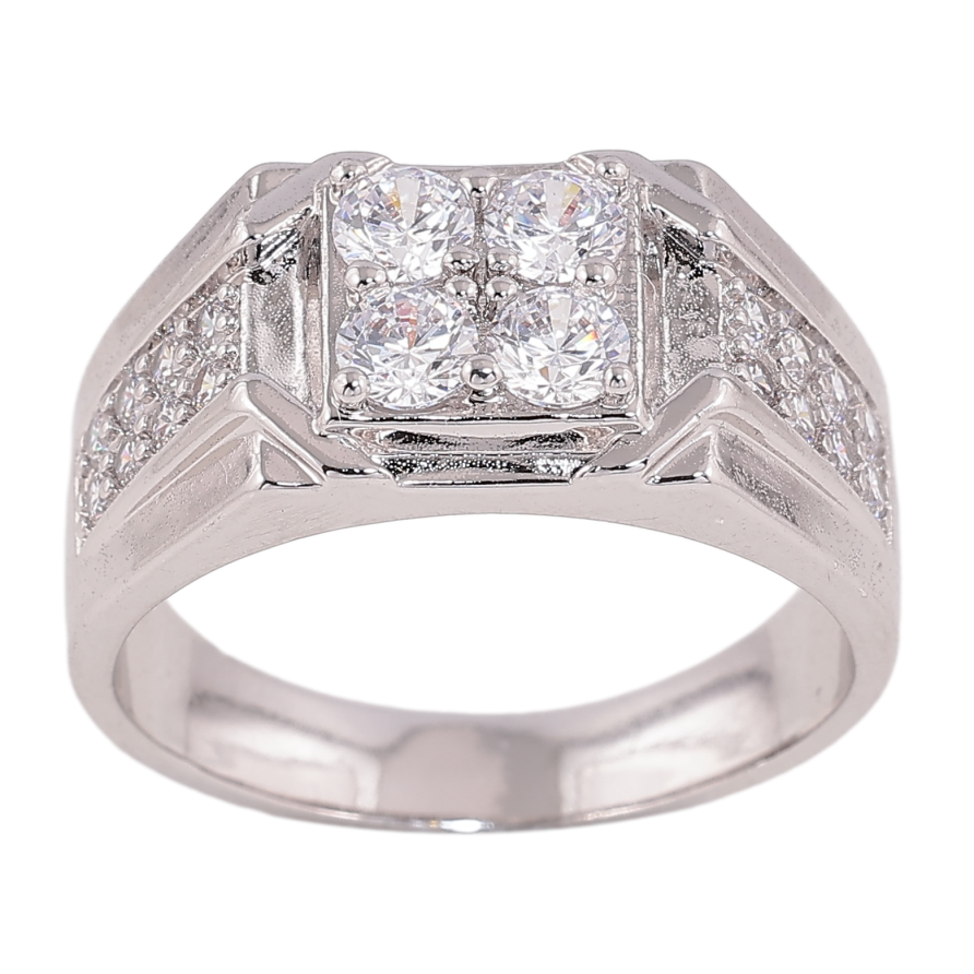 Перстень Xuping колір родій візерунок з кристалами фото №1