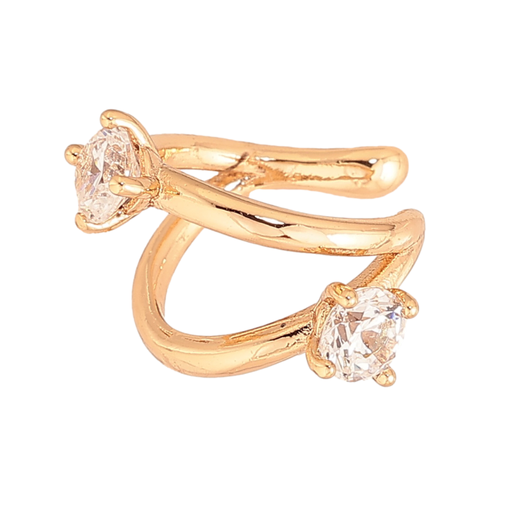 Сережки Xuping колір Позолота 18К моно-каффа "Два кристали" (1шт) фото №22