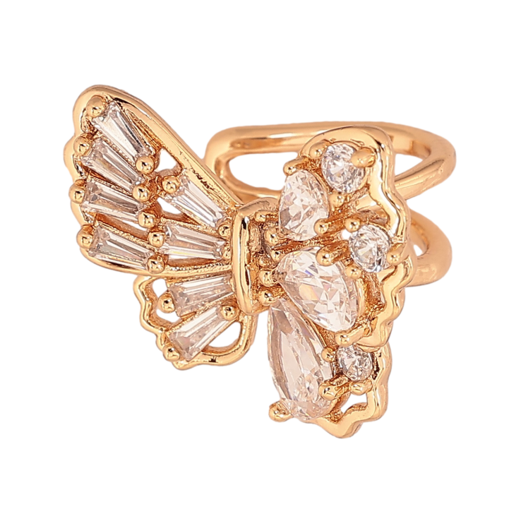 Сережки Xuping колір Позолота 18К моно-каффа "Кристальний метелик" (1шт) на ліве ухо фото №9