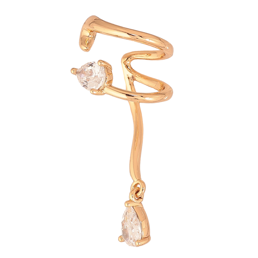 Серьги Xuping цвет Позолота 18K моно-каффа "Узор с кристаллами" на левое ухо фото №1