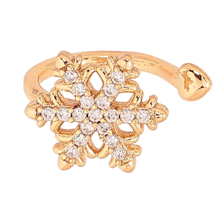 Сережки Xuping колір Позолота 18К моно-каффа "Сніжинка з кристалами" (1шт) фото №13