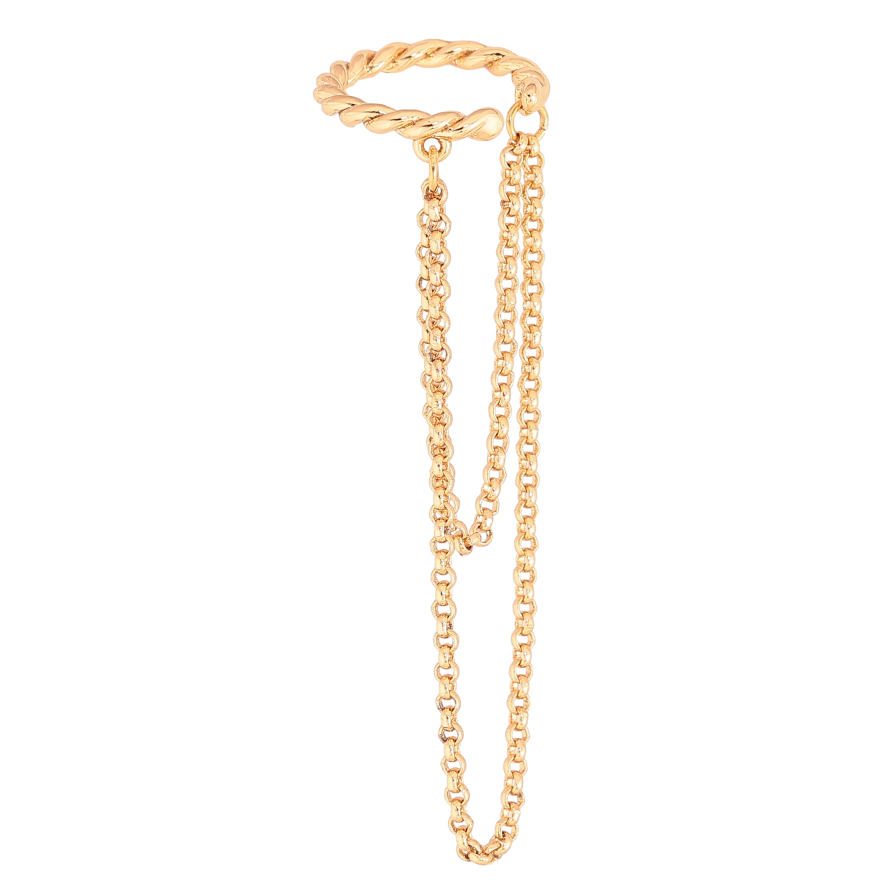 Сережки Xuping колір Позолота 18К моно-каффа "Підвіски з ланцюжків" (1шт) фото №1