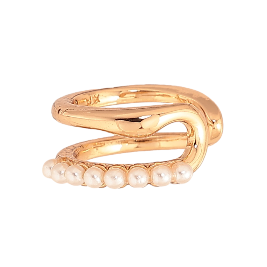 Сережки Xuping колір Позолота 18К моно-каффа "Візерунок з перлинками" (1шт) фото №1