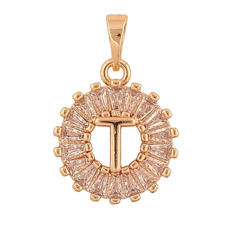 Кулон Xuping M&L цвет 18K "Кристальное колечко с буквой Т" для цепочки до 5мм фото №2