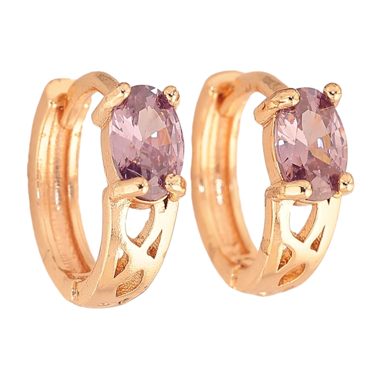 Серьги Xuping M&L цвет 18K колечки "Узор с сиреневыми кристаллами" фото №20