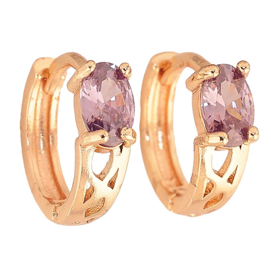 Серьги Xuping M&L цвет 18K колечки "Узор с сиреневыми кристаллами" фото №1