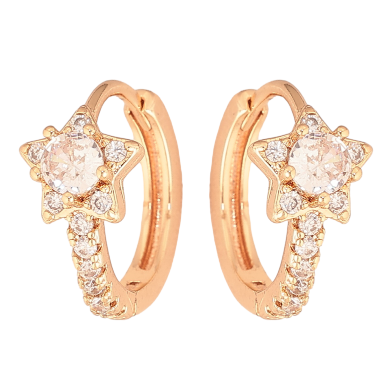 Серьги Xuping M&L цвет 18K колечки "Кристальные цветочки" фото №1