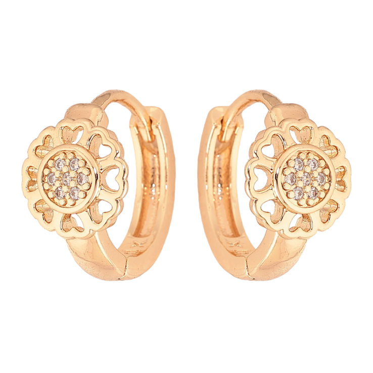 Сережки Xuping M&L колір 18K колечка "Квіточки з кристалами" фото №25