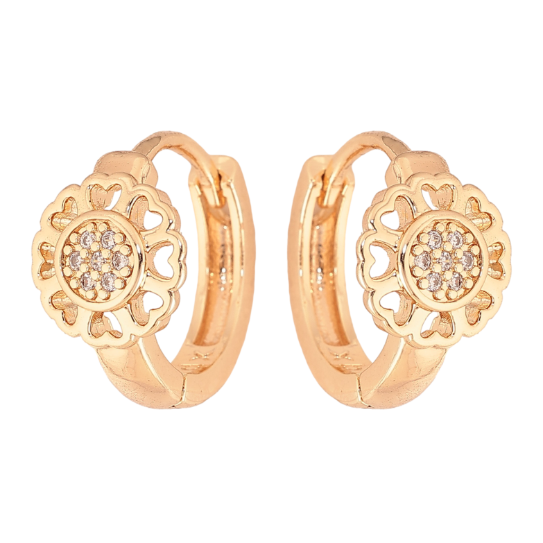 Сережки Xuping M&L колір 18K колечка "Квіточки з кристалами" фото №1