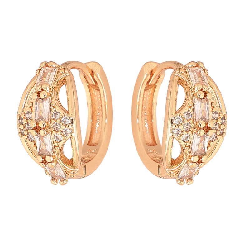 Сережки Xuping M&L колір 18K колечка "Візерунок з кристалами" фото №1 Сережки Xuping M&L колір 18K колечка "Візерунок з кристалами" фото №1