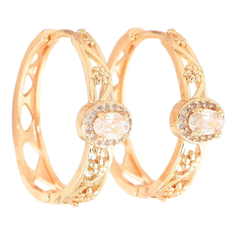 Серьги Xuping M&L цвет 18K колечки "Цветочный узор с кристальной вставкой" фото №1