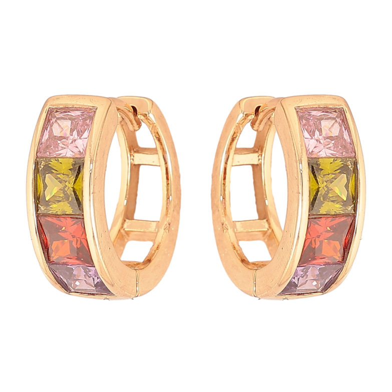 Сережки Xuping M&L колір 18K колечка "Дорожки кольорових кристалів" фото №1