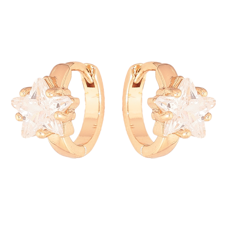 Сережки Xuping M&L колір 18K колечка "Кристальні зірочки" фото №13