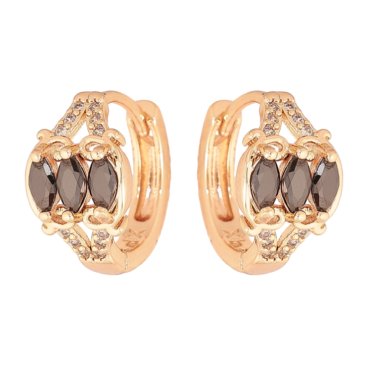 Серьги Xuping M&L цвет 18K колечки "Инкрустация черными кристаллами" фото №19